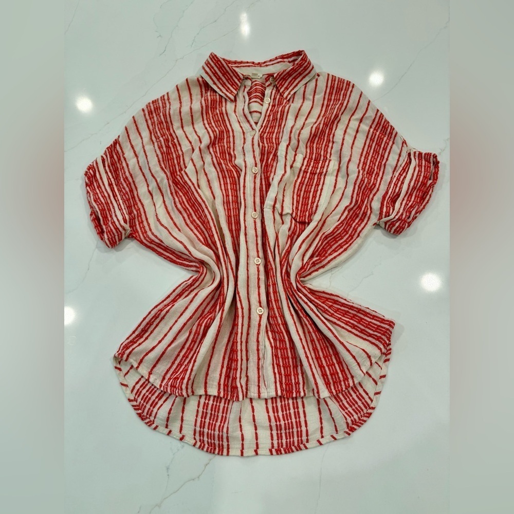 VICI En Créme Tay Striped Top in Cream Red - Picture 9 of 11